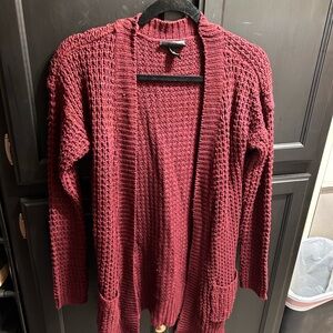 Women's Burgundy Knit Cardigan Sweater